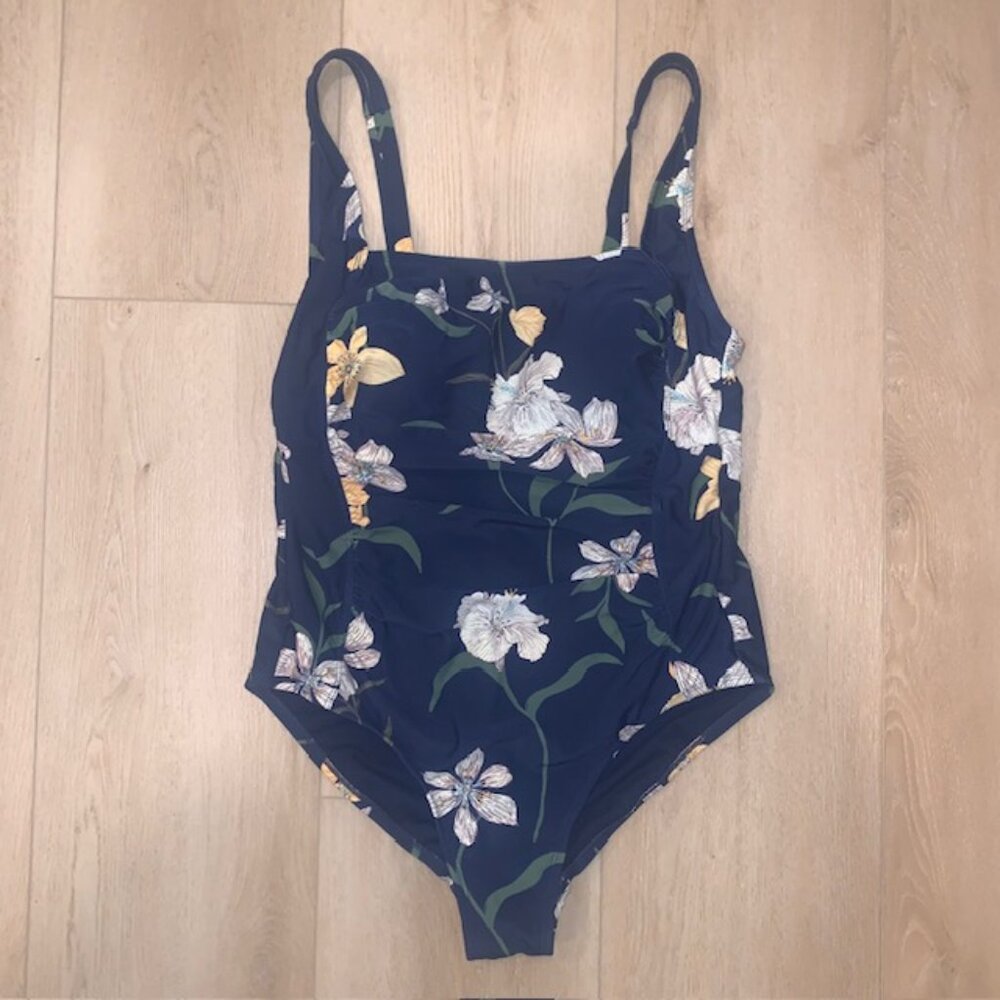 Shade & Shore Navy Floral One-Piece tummy control Swimsuit – Size 16 (Plus Size)